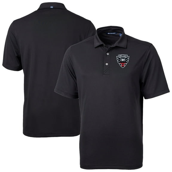 Men's-Cutter & Buck  Black D.C. United Virtue Eco Pique Recycled Polo