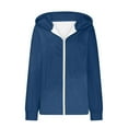 thumbnail image 5 of Womens Hoodie Jackets Full-zip Long Sleeve Hooded Sweatshirt Coat with Pocket Front Zipper Fall Outerwear (M, Blue), 5 of 6