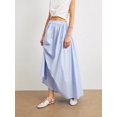 thumbnail image 4 of Womens Summer Long Skirt High Waist Pleated A-Line Casual Flowy Fairy Skirts Blue M, 4 of 8