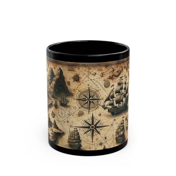 Vintage Maps Mug for family archaeology friends History lover-11oz Black