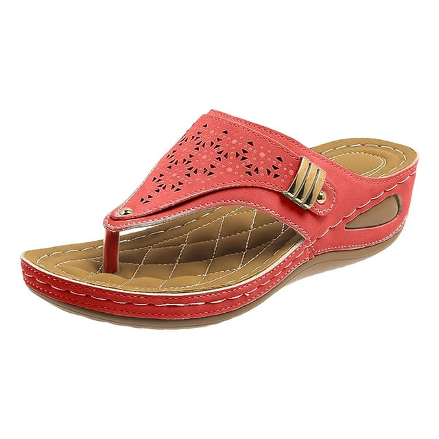Orthopedic Arch Support Sandals for Women Wedge Flip Flops Summer Dressy Comfort Slides