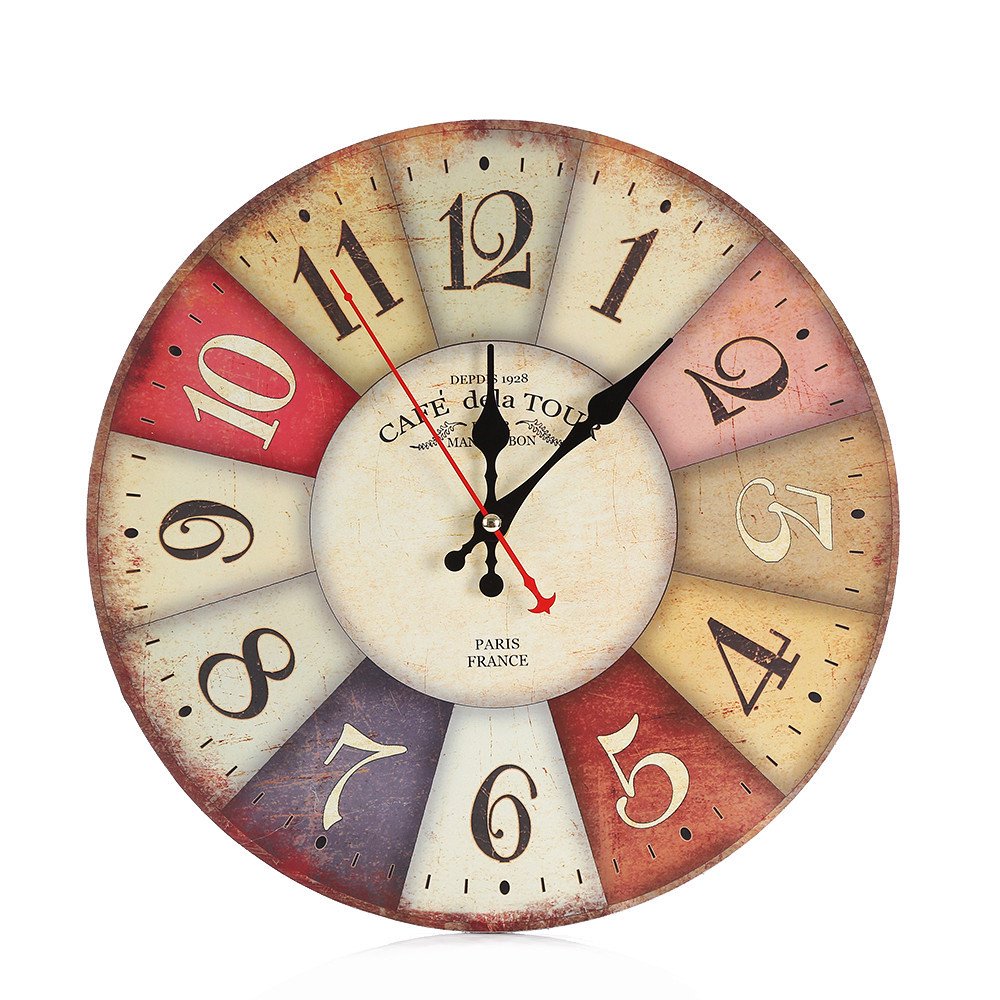 Gobestart Vintage Style NonTicking Silent Antique Wood Wall Clock for