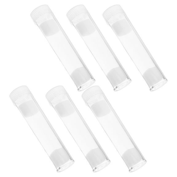 OFFIGAM 6Pcs Transparent Coin Storage Tubes Designed for Quarter Rolls with Plastic Caps