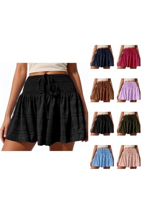 Shorts for Women 2026 Summer Elastic High Waist Drawstring Smocked Wide Leg Flowy Casual Beach Shorts