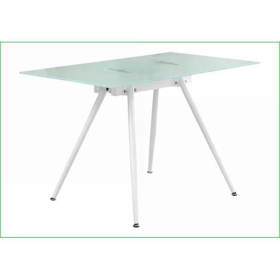 Desks, 47” L Modern Home Office Computer Desk, White Metal Frame & Tempered Glass Top | White | Tempered Glass