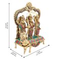 thumbnail image 2 of Brass Ram Darbar Murti for Home Decor Bhagwan Ram Darbar with Sita Laxman Hanuman Idol Statue in Carved Frame in Gold Color, 2 of 4