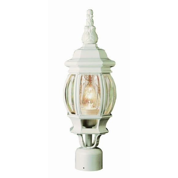 TRANS GLOBE Imports 4060 WH Traditional One Light Postmount Lantern from Parsons Collection in White Finish, 6.50 inches