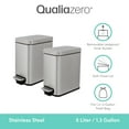 thumbnail image 2 of Qualiazero 1.3 Gallon (5L) Stainless Steel Slim Step-On Trash Can "Twin Pack", Soft-Close Lid, Small Bathroom Garbage Bin Set, Silver, 2 of 11