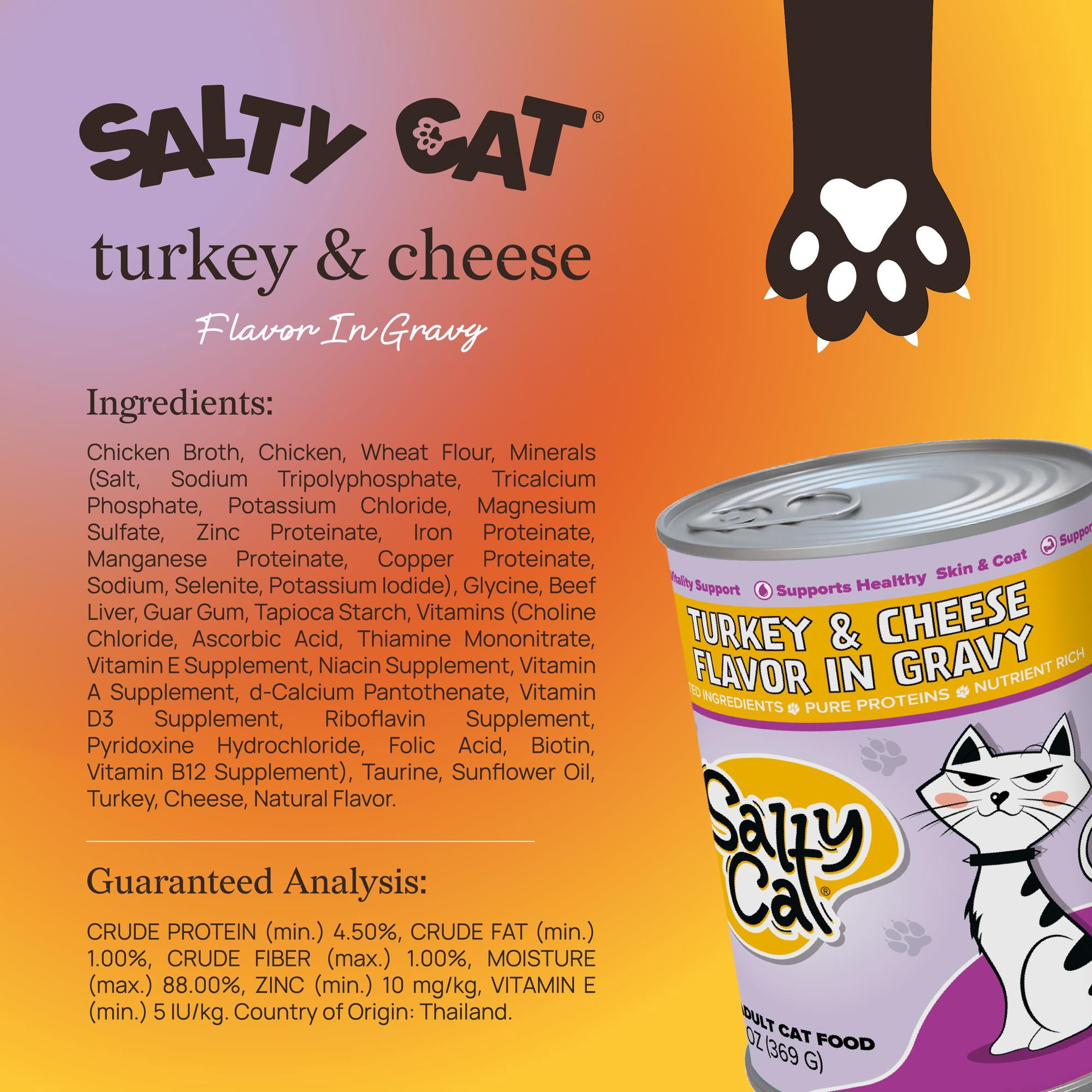 (6 pack) Salty Cat Turkey and Cheese Flavor in Gravy 13 oz