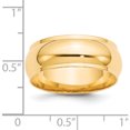 thumbnail image 3 of 14K Yellow Gold 14Ky 8mm Half Round With Edge Band Size 11.5 Made In United States hre080-11.5, 3 of 5