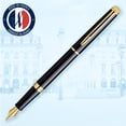 thumbnail image 2 of Waterman Hemisphere Fountain Pen | Gloss Black with 23k Gold Trim | Medium Nib | Blue Ink | Gift Box, 2 of 7