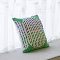 thumbnail image 2 of 16" Handwoven Cotton Throw Pillow Cover with Ribbed Line Dots and Wave Border, Green, 2 of 7