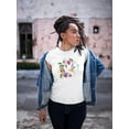thumbnail image 2 of Smartprints Womens Graphic Tee - Violet Flowers & Hummingbird - Regular Fit 100% Cotton, 2 of 4