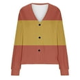 thumbnail image 4 of GuangCheng Womens Cardigans Button Down Color Blocked V-Neck Casual Warm Long Sleeve Coats Jackets, 4 of 5