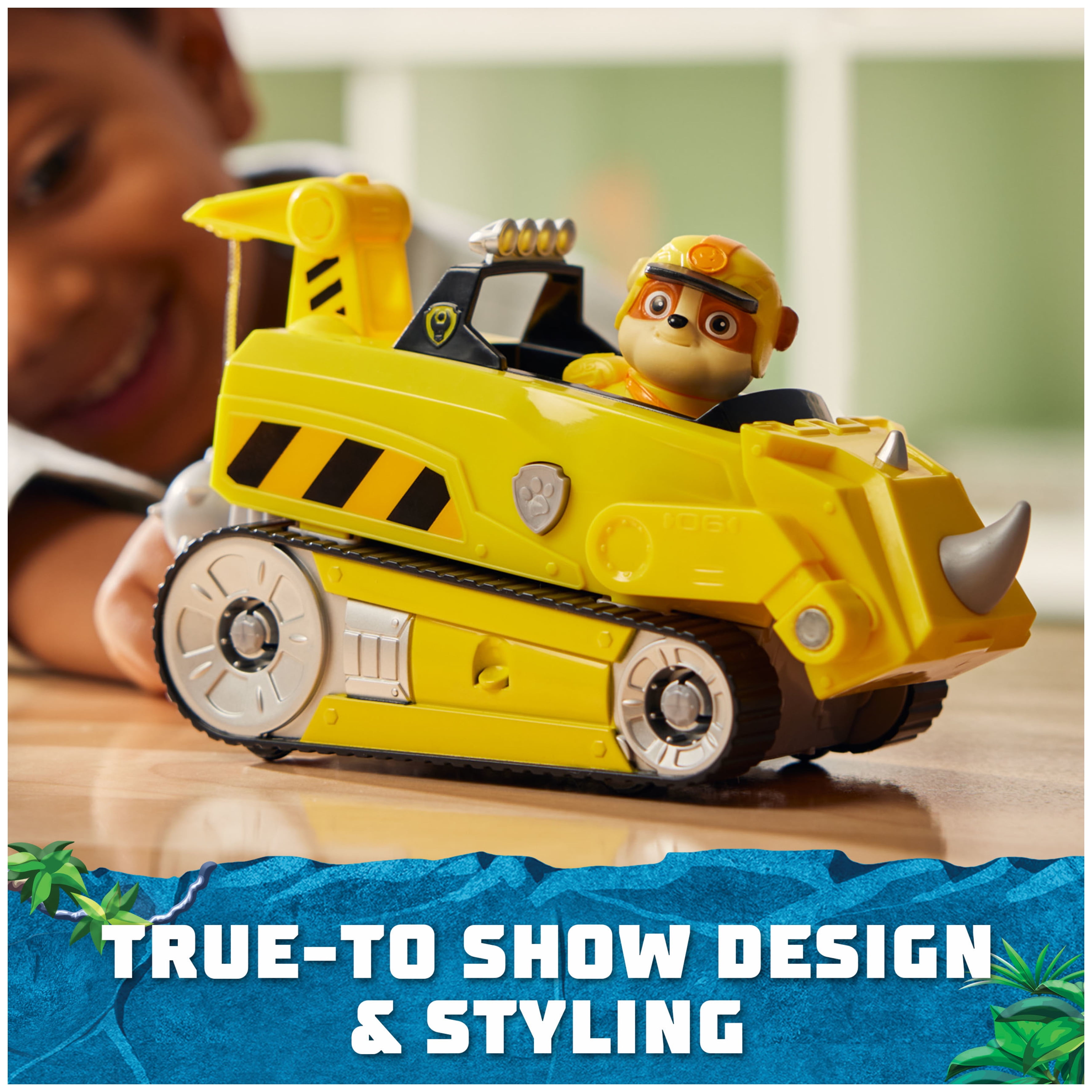 PAW Patrol Jungle Pups, Rubble Rhino Vehicle with Figure, Toys for Kids Ages 3 and Up