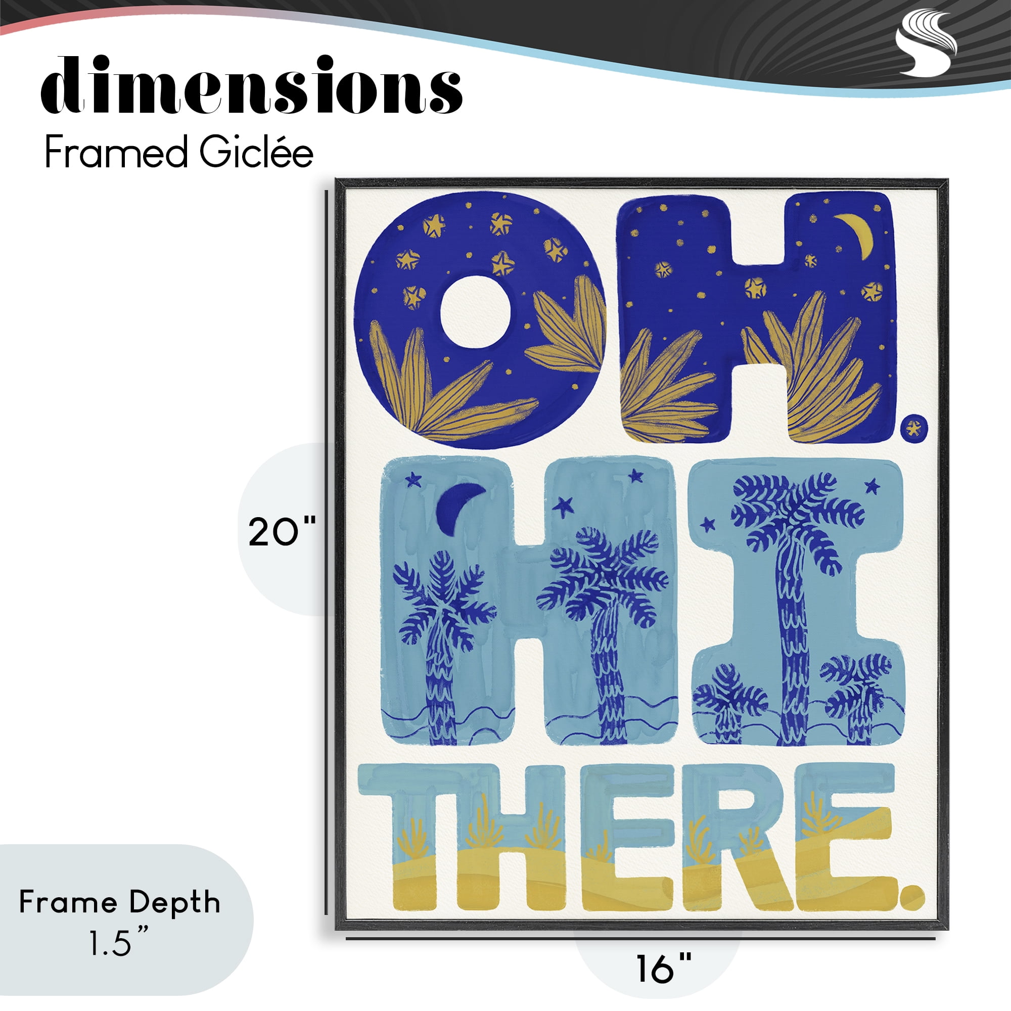 Stupell Industries Oh Hi There Tropical Black Framed Giclee Art, design by Connie Summers