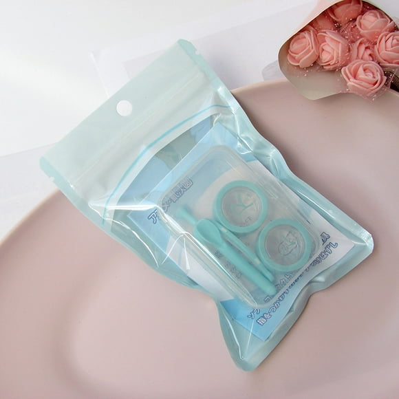 Dispositivo para llevar lentes de contacto, pinza para llevar lentes de contacto, palo pequeño, traje, caja doble, transparente con carcasa