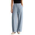 thumbnail image 2 of LIaqionyy Women Pants Elastic Waist Casual Wide Leg Lightweight Sweatpants Trousers Fashion Outfits with Pockets, 2 of 8