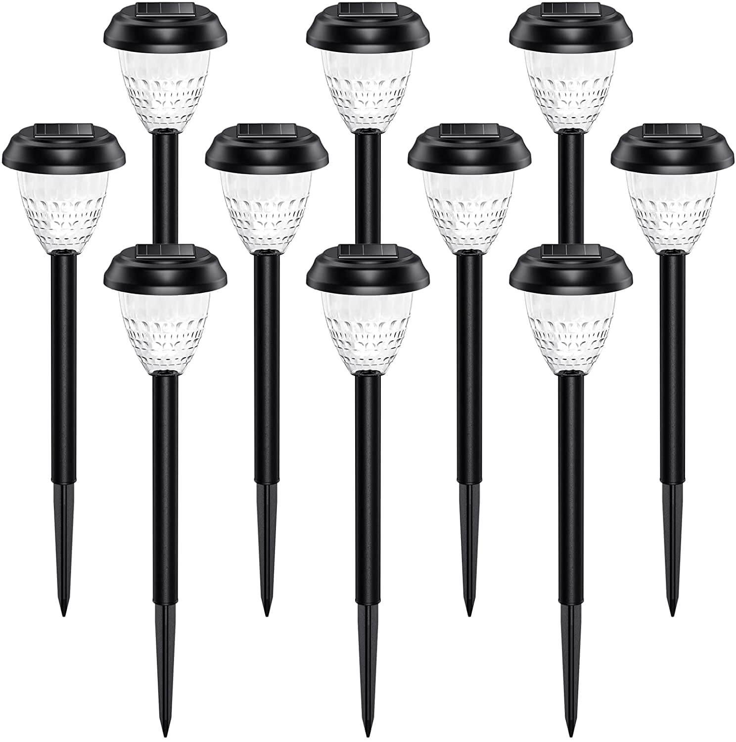 Super Bright Solar Lights Outdoor Waterproof-10 Pack, Dusk to Dawn Up to 12 Hrs Solar Powered Outdoor Pathway Garden Lights Auto On/Off, LED Landscape Lighting Decorative for Walkway Patio Yard