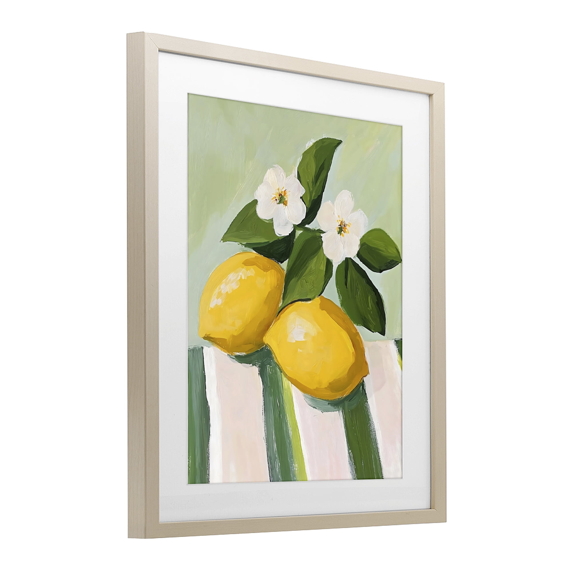 Stupell Industries Lemons And Daisies on Tablecloth Birch Framed Print Under Glass, design by The Prints Vibe