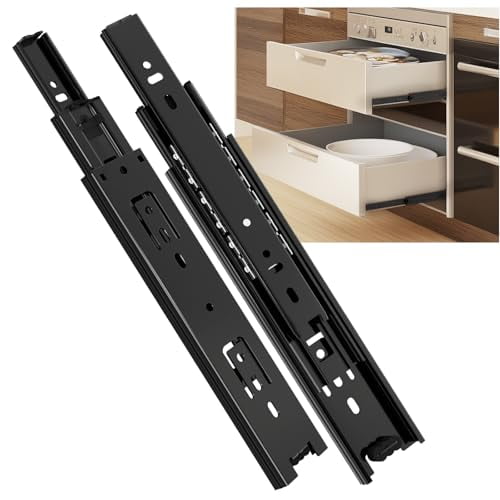 Shuhang 1 par de guías para cajones de extensión completa 8 10 12 14 16 18 20 22 24 pulgadas, capacidad de carga de 100 libras, rieles de rodamiento de bolas de montaje lateral, armario, aparador, arm