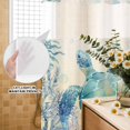 thumbnail image 3 of No Hook Shower Curtain, Teal Sea Turtle Shower Curtains for Bathroom with See Through Top Window, Summer Coastal Coral Ocean Linen Texture Waterproof & Washable Bath Curtain Standard 72"x72", 3 of 9