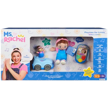 Ms. Rachel Playtime for Littles Toy Bundle with Learning Phone, Vehicle, and Plush Doll, Ages 1+