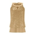 thumbnail image 4 of Nfurl Sequin Halter Tops for Women Evening Party Sleeveless Glitter Sparkly Tank Tops Dressy Casual Cocktail Night Out Club Clothes Gold S, 4 of 8