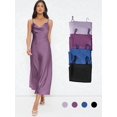 thumbnail image 5 of Purple Satin Draped Cowl Neck Slip Dress, Long Sleeveless Camisole For Evening, Wedding Guest Or Elegant Occasions, 5 of 6