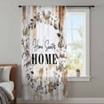 thumbnail image 3 of Home Sweet Semi Sheer Curtains Drapes for Living Room,Bedroom,French Doors Window 96 Inches Long,Wreath Botanical Farmhouse Plants Gradient Brown Rod Pocket Chiffon Curtain Voile Drapery Panel, 3 of 8