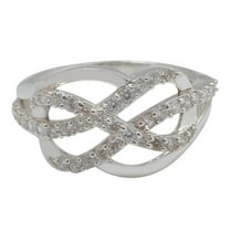 Criss Cross Diamond Ring, Multi Row Pave Set Diamond Engagement Ring, Women's Wedding Anniversary Diamond Ring, 1.8 Ct Simulated Diamond, 14K White Gold Plated, Gift Ring For Her