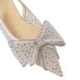thumbnail image 3 of XYD Women Layered Bowknot Crystal Studs Flats Pointed Toe Elastic Slingback Shoes Gorgeous Prom Bridal Sandals Size 7.5 Gray, 3 of 4