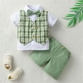 thumbnail image 6 of Kids Toddler Boys Shorts Set Casual Set Green Short Sleeved Suit Gentleman Two Piece Clothes Set Summer Outfits,Size 18-24 Months, 6 of 7