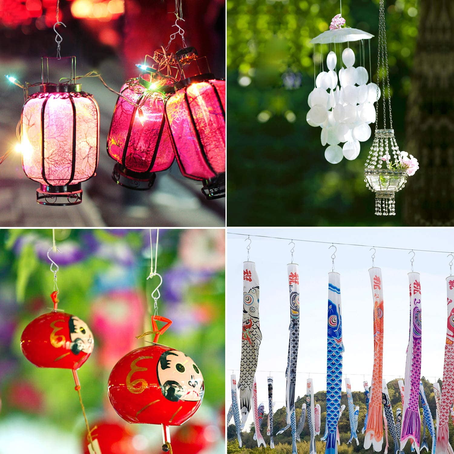 6pcs Hanging Basket Swivel Hook Clips for Plants Pot Wind Chimes Bird Feeder