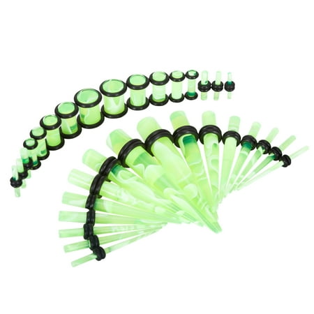 Red Ear Gauges BodyJ4You 32PC Gauges Kit Ear Stretching 14G-0G Green White Marble Acrylic Taper Plug Piercing ()