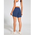 thumbnail image 3 of 7" High Waisted Athletic Shorts for Women Quick Drying Running Gym Workout Shorts with 3 Secure Zip Pockets Navy Blue XS, 3 of 7