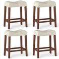 thumbnail image 1 of Gymax 24'' Saddle Bar Stools Set of 4 w/ Footrest Rubber Wood Frame for Kitchen Island Brown, 1 of 10