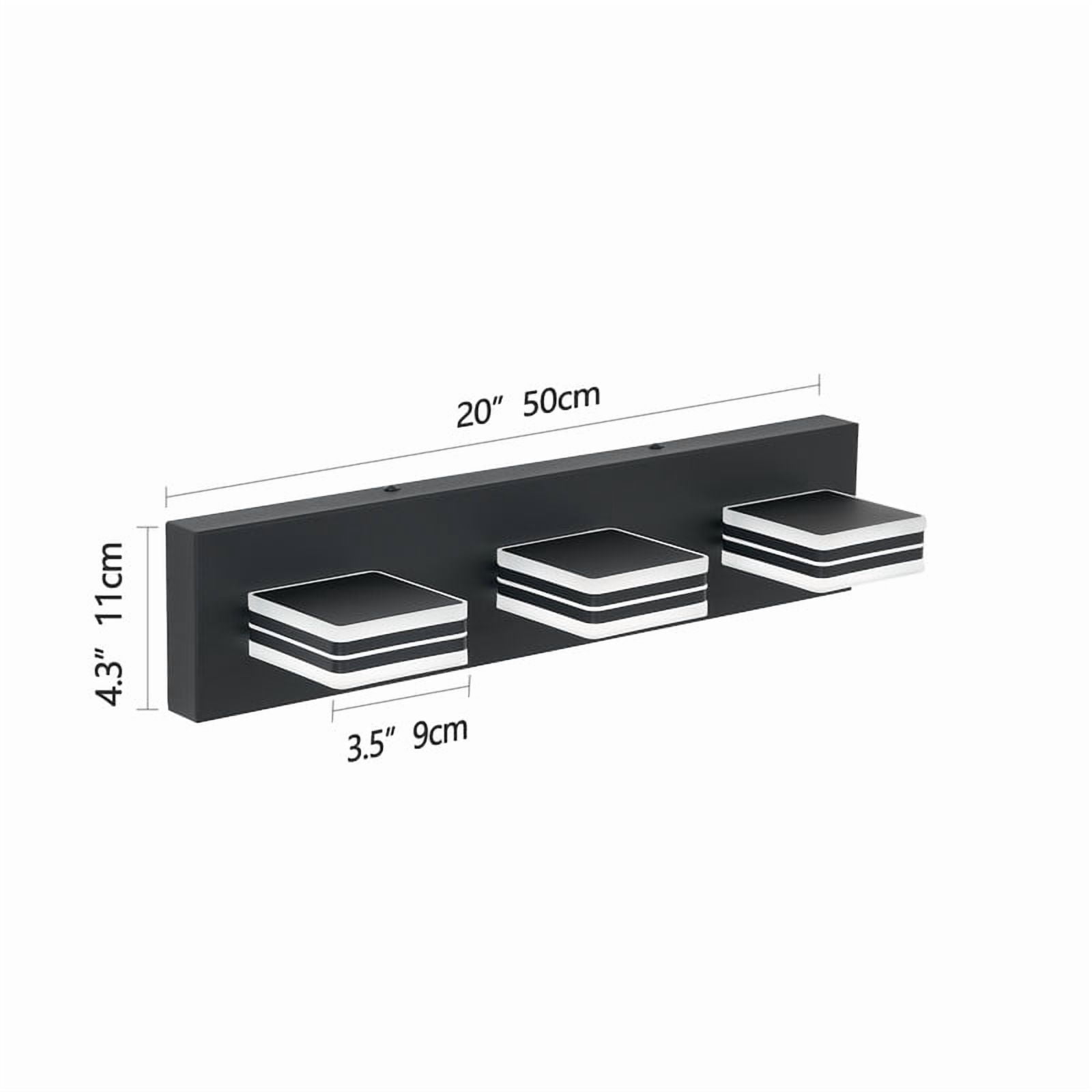 Matte Black Vanity Light Fixture - 3-Light Up/Down LED Bathroom Wall Sconce, Dimmable Modern Vanity Lighting for Mirror, Hardwired with Acrylic Shades