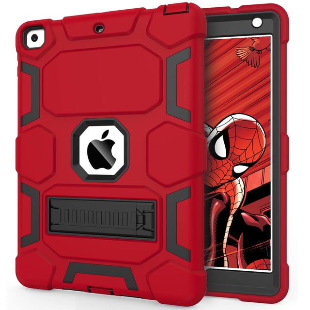 Funda para iPad CCMAO de 6.ª y 5.ª generación, 9,7 pulgadas, con soporte rojo y negro