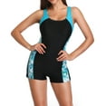 thumbnail image 3 of Womens Boyleg One Piece Swimsuits Bathing Suit with Shorts Competition Racerback Athletic Swimwear Teens Girl, 3 of 6