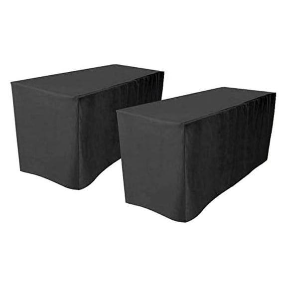 MOWENTA 2 Pack of 8' Fitted Tablecloth Table Cover Trade Show Event 4 Sided - Black