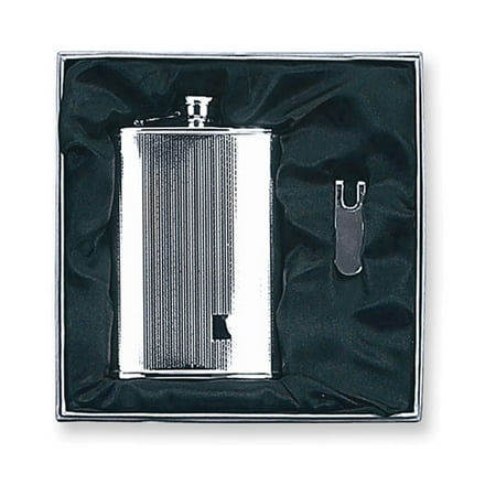6 oz. Stainless Steel Flask & Money Clip Gift Set (Best 30 Hp Tractor For The Money)