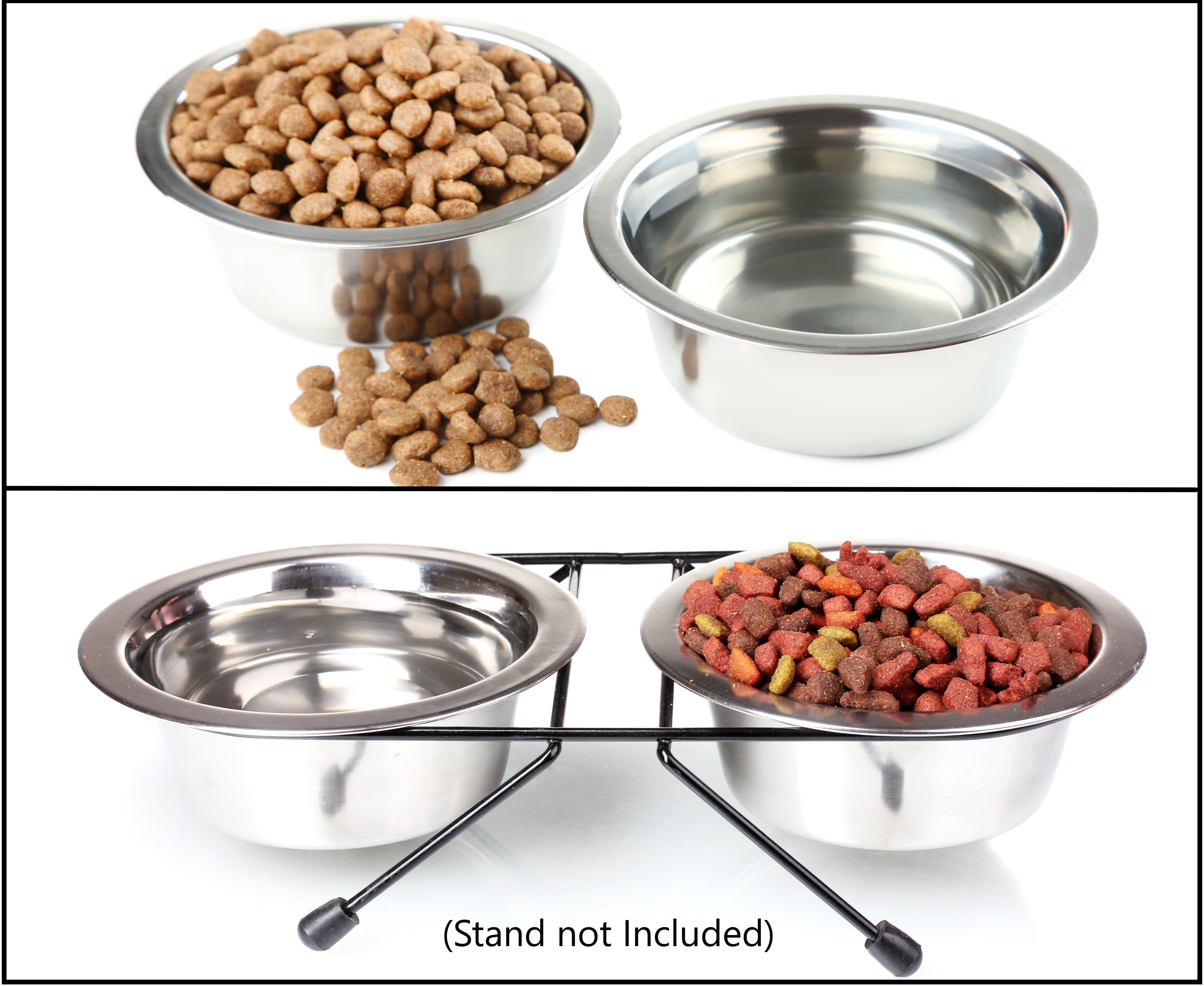 4 Pack - Stainless Steel Metal Dog Bowls (54 fl ounces) - Perfect for Dog Food or Water. Ideal for Use on Floor or for Elevated Stands.
