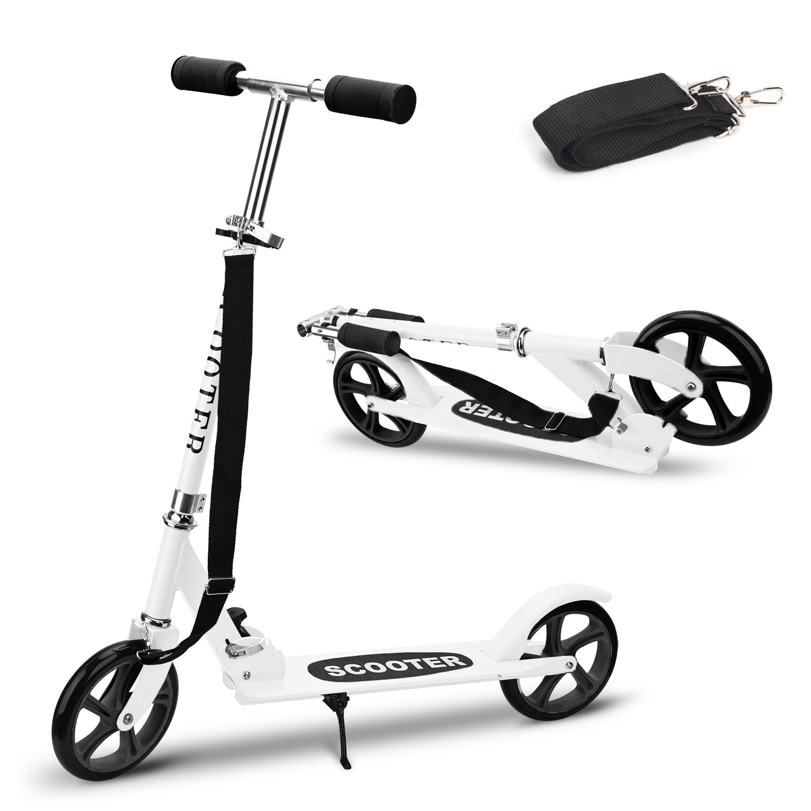 Details about   Folding Aluminium Adjustable Kick Scooter w/ Shoulder Strap for Kids Teens White 