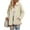 Cream White, variant on Women'S Light Weight Quilted Casual Winter Open Front Button Down Puffer Coat Outwear Cardigan Cream White XXL