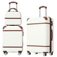thumbnail image 2 of MAYEERTY Vintage 3-Piece Luggage Set: 20"+ Expandable 24" Hardside Suitcase + Cosmetic Case, TSA Lock & Spinner Wheels, White, 2 of 8