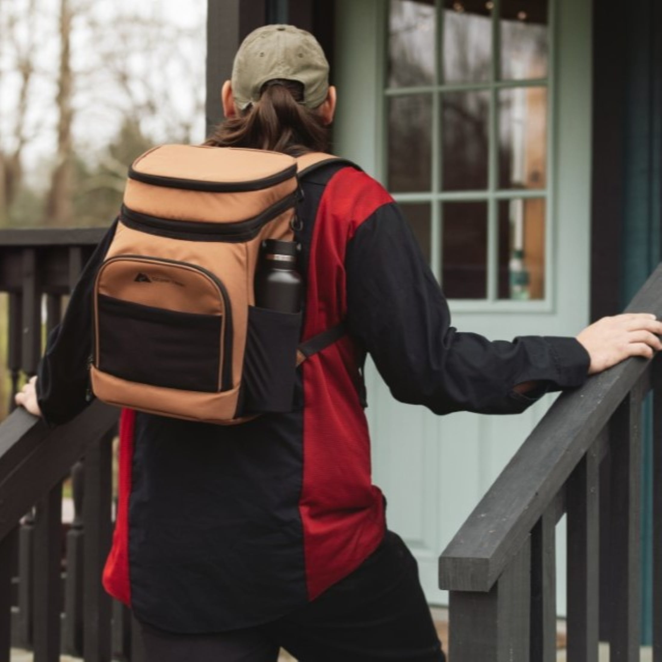 Ozark Trail 20-Can 15 qt Soft-Sided Cooler Backpack, Brown