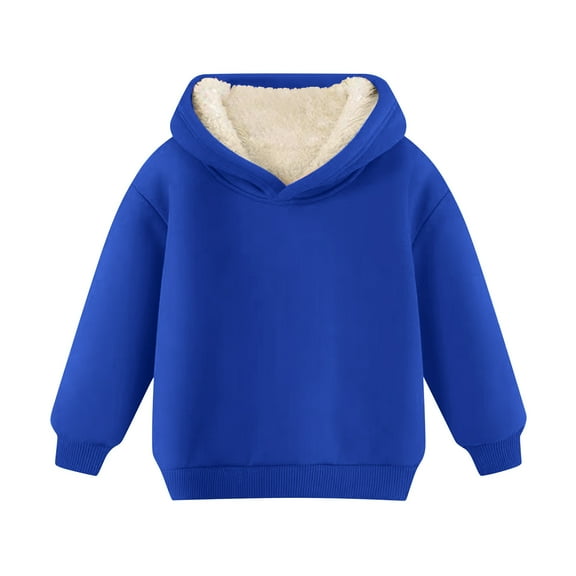 CLOISE Hoodies for Girls Kids Boys Toddler Long Sleeve Hooded Sweatshirt Tops Solid Faux Wool Fleece Casual Fashion Fall Winter Clothes Blue 12M-12T
