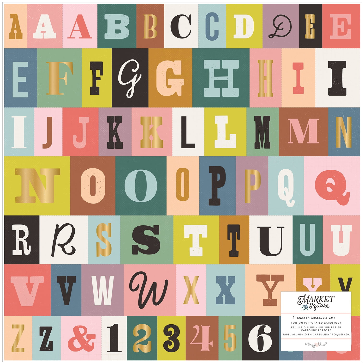 Maggie Holmes Market Square Specialty Paper 12'X12'-Foiled Cardstock Letter Press