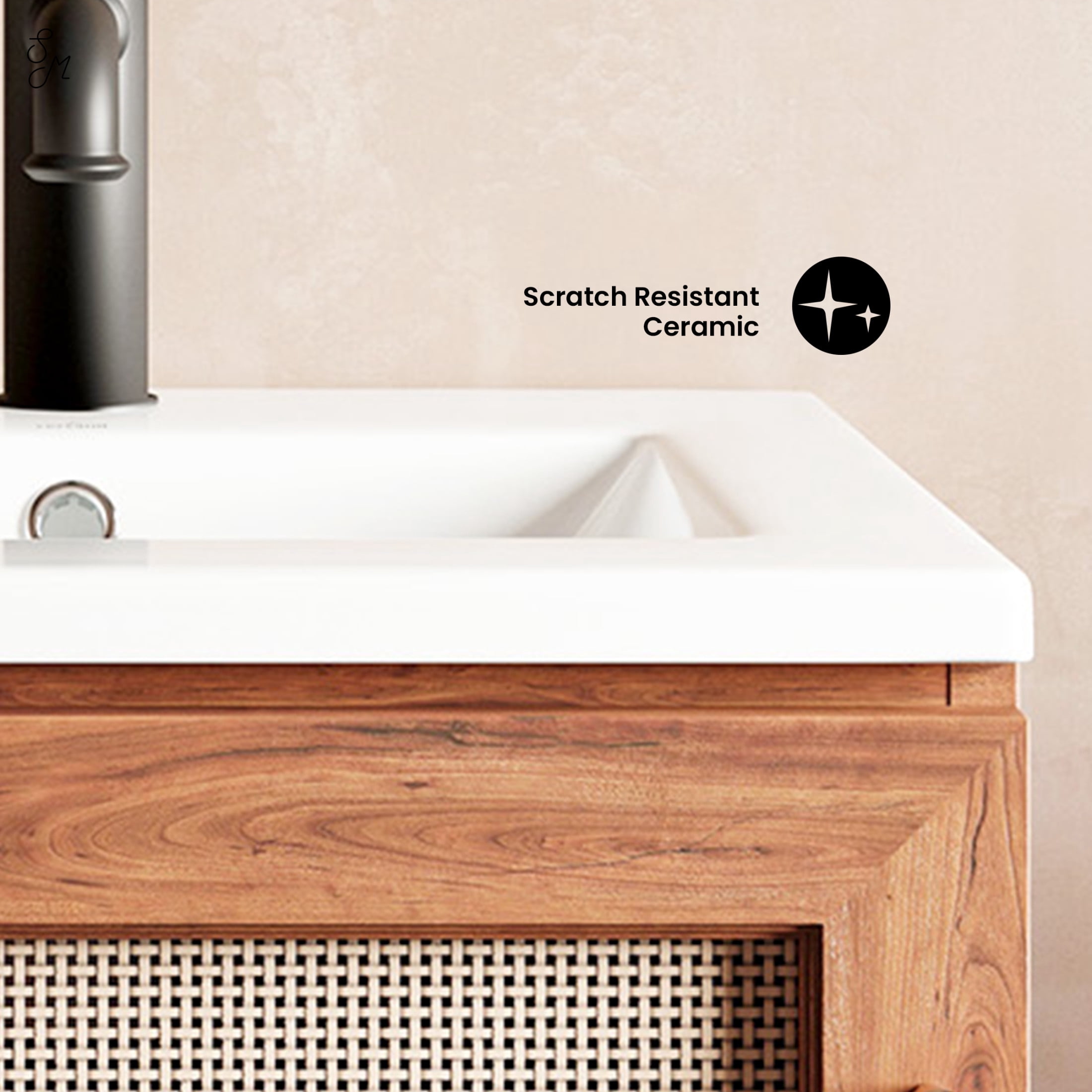 18" Ceramic Square Vanity Sink Top